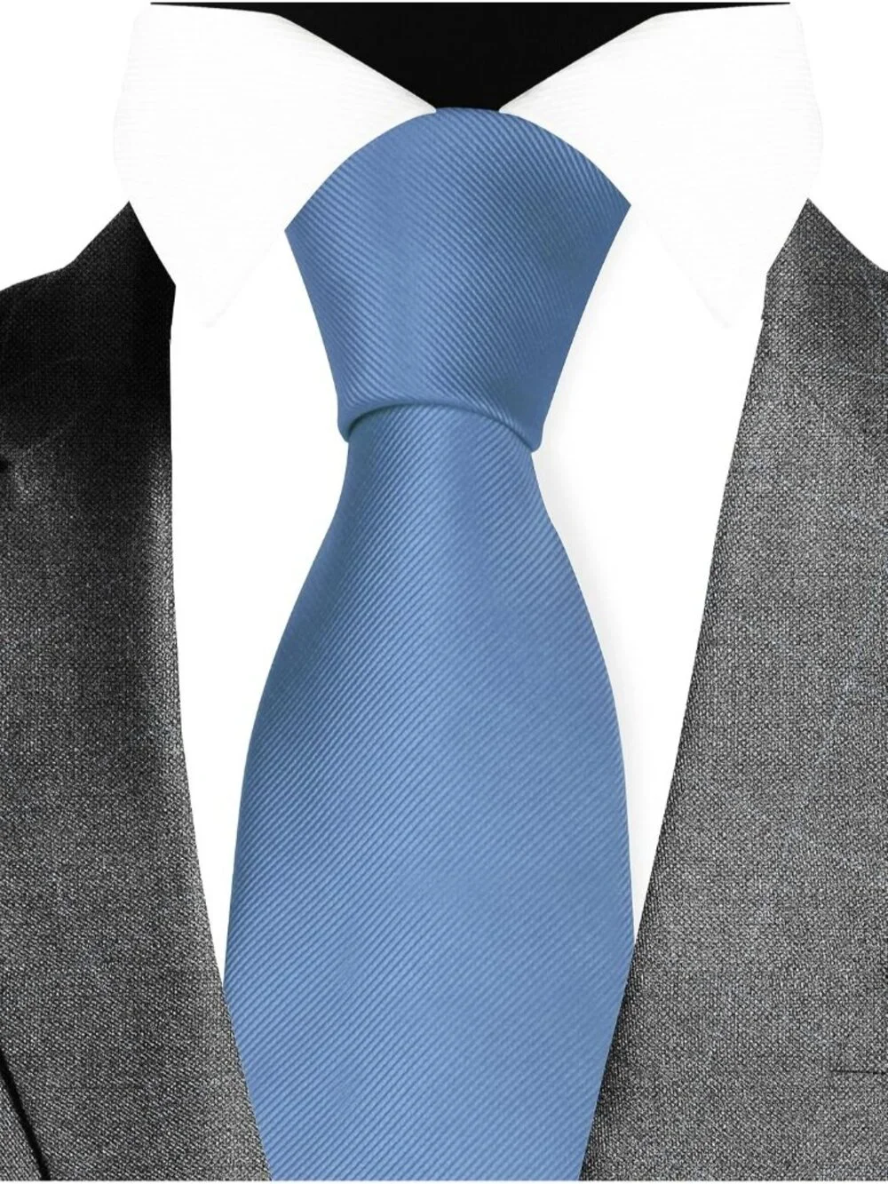 Men's Sky Blue Solid Twill Textured Woven Formal Silk Necktie For Wedding Dress